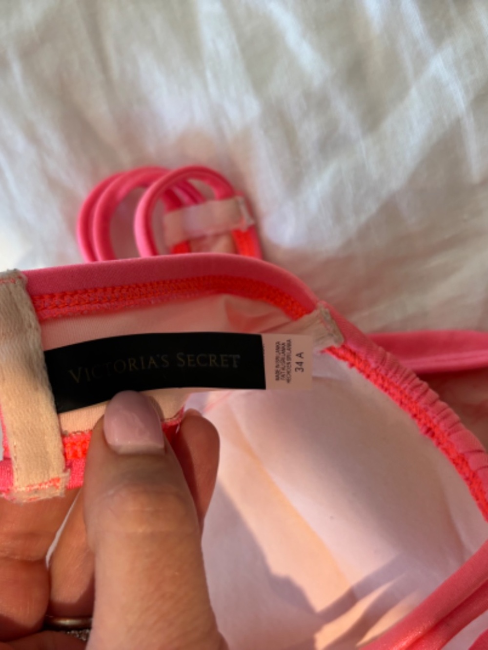 Victoria’s Secret Coral Pink Push Up Bikini Set 34A TOP Medium BOTTOM - Picture 9 of 14
